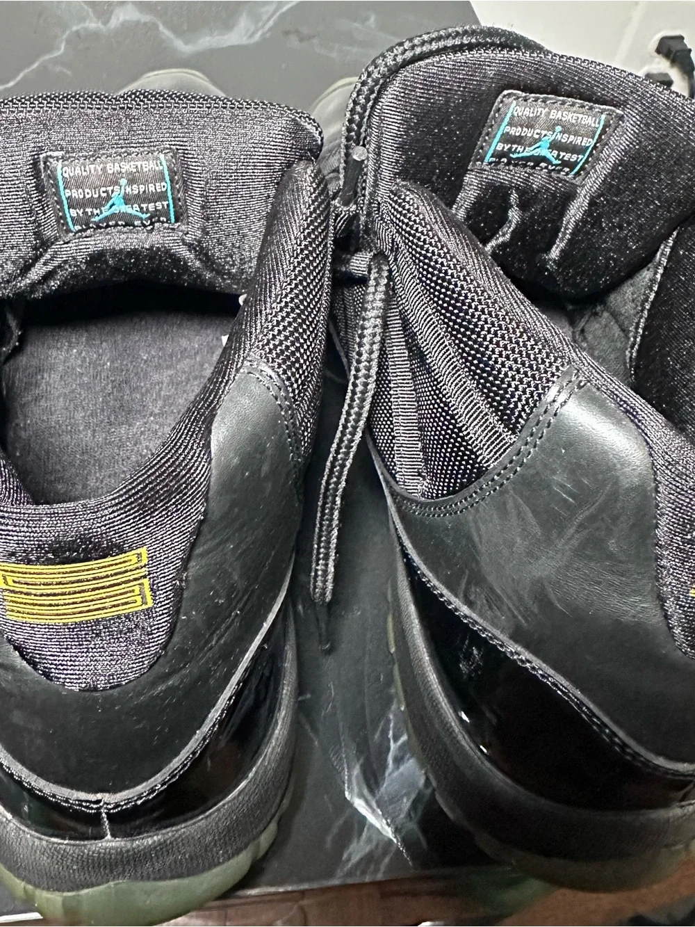 Jordan Kids Black with Green-Tinted Sole Retro Sneakers